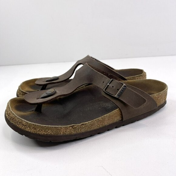 Birkenstock Sandals Size 37 US 6 Betula Gizeh Slip On Shoes Leather Brown - Picture 4 of 7